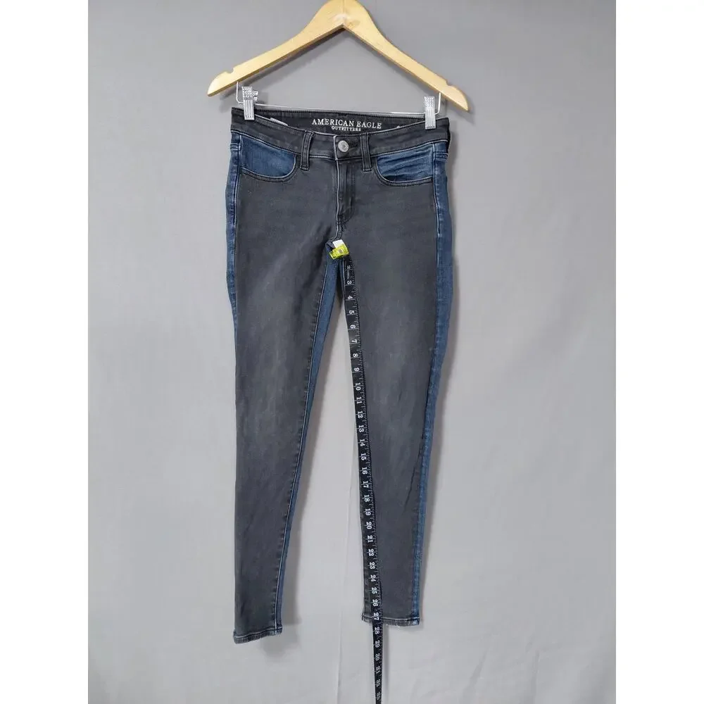 American Eagle Super X4 Colorblock Side Stripe Skinny Jeans Women Size 2